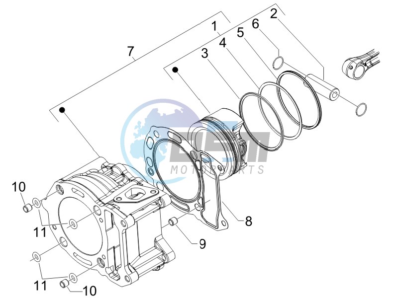 Cylinder - Piston - Wrist pin unit