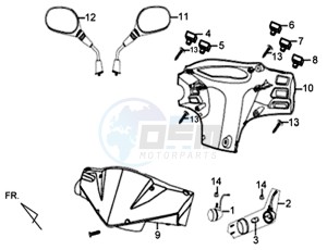 X'PRO 50 (45 KM/H) (AE05W4-FR) (L4-M1) drawing HEADLIGHTKAP / MIRRORS / CONTROLS