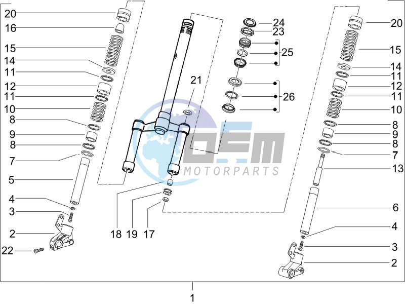 Fork steering tube - Steering bearing unit