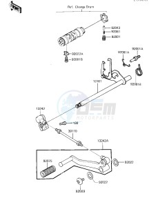 ZX 750 E [GPZ 750 TURBO] (E1-E2) [GPZ 750 TURBO] drawing GEAR CHANGE MECHANISM