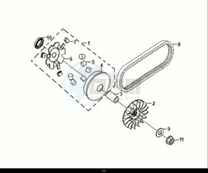 SYMPHONY S 125 (XF12W1-EU) (E5) (M1) drawing MOVABLE DRIVE FACE ASSY