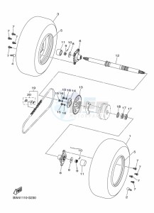 YFZ50 (BW4A) drawing REAR AXLE & WHEEL