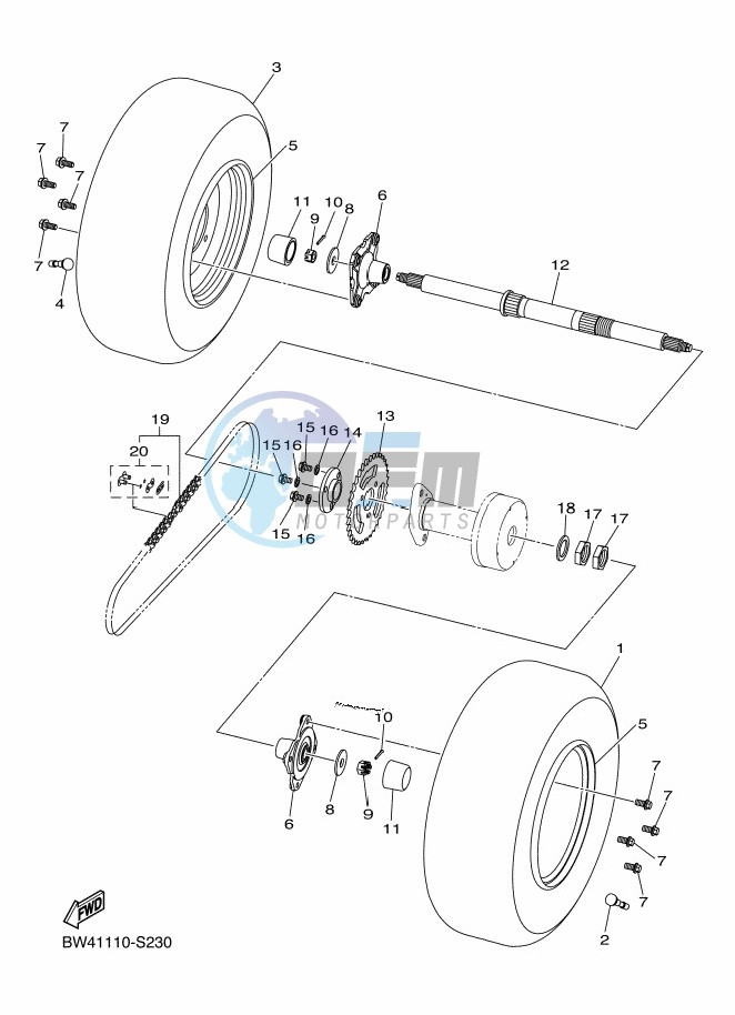 REAR AXLE & WHEEL