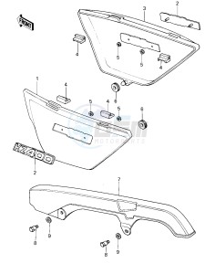 KZ 400 C (C1) drawing SIDE COVERS_CHAIN COVER