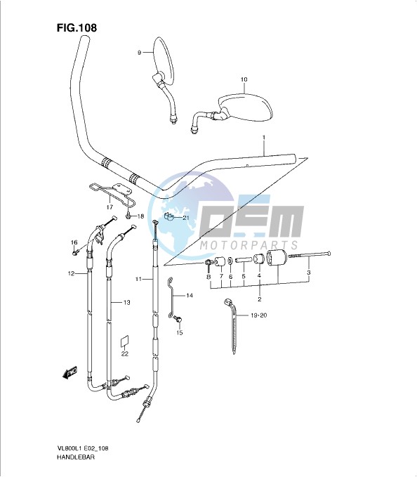 HANDLEBAR (VL800CUEL1 E19)