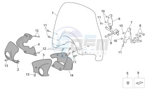 Scarabeo 125-250 e2 (eng. piaggio) drawing Front body - Handguard