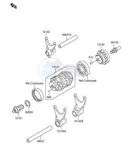 RM-Z250 (E24) drawing GEAR CHANGE DRUM SHIFT FORK