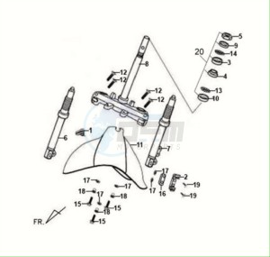 FIDDLE II 125S drawing FRONT FENDER / FRONT FORK/ STEERING HEAD BEARING