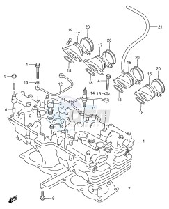 GSX400 (E30) drawing CYLINDER HEAD