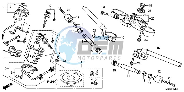 HANDLE PIPE/TOP BRIDGE (CBR1000RRC/D/RAC/D)