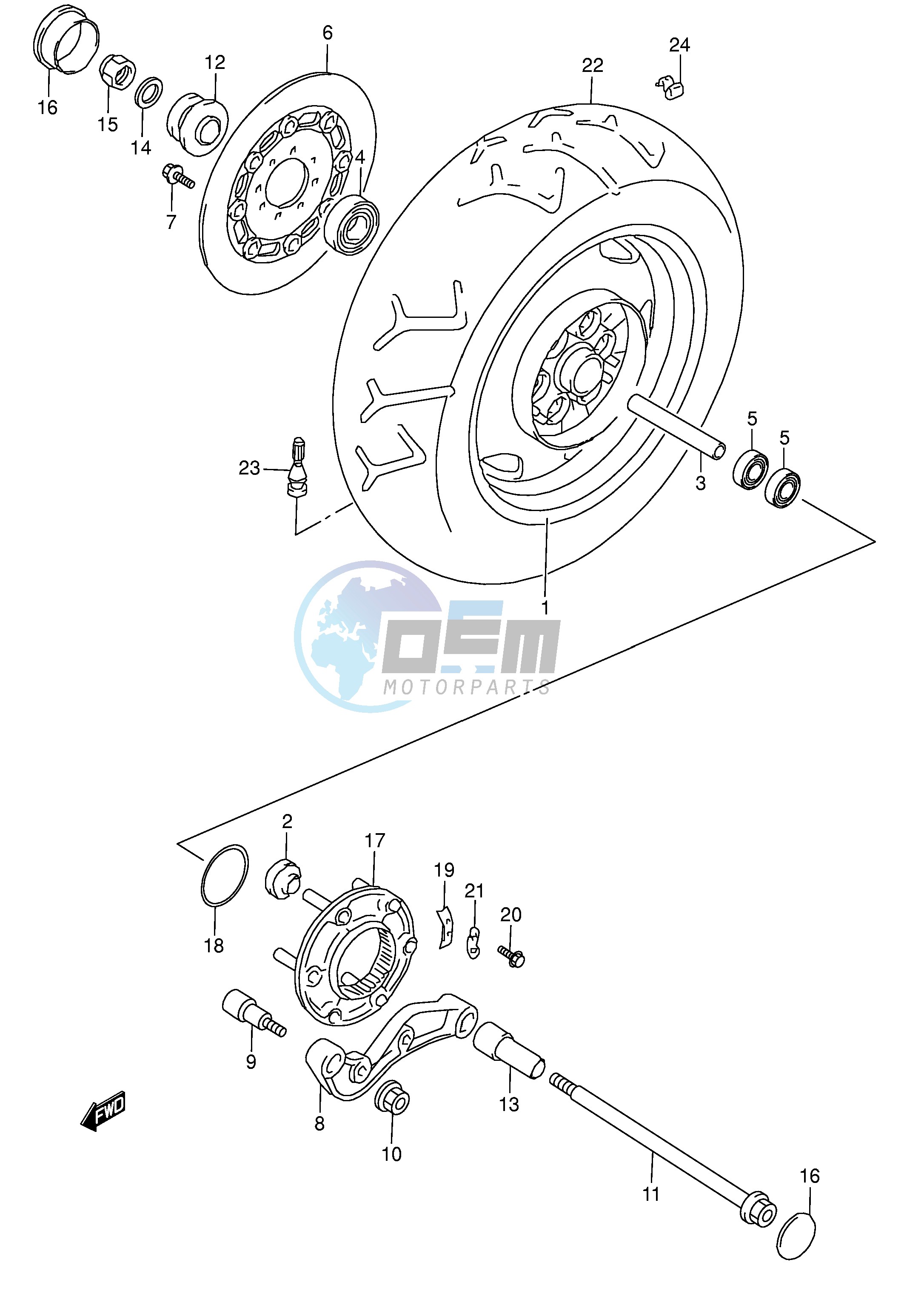 REAR WHEEL (MODEL W X)