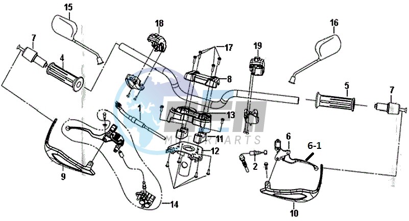 HANDLEBAR / BRAKE LEVERS COMPLETE L/R