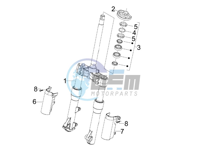 Fork steering tube - Steering bearing unit