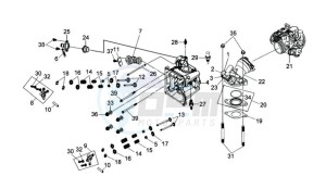 GTS 300 EFI drawing CYLINDER HEAD CPL   / THERMOSTAT