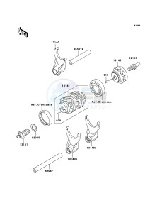 KX250F KX250T7F EU drawing Gear Change Drum/Shift Fork(s)