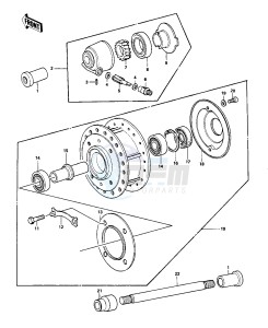 H1 D-F A [KH500] (D-F A8) [KH500] drawing FRONT HUB -- KH500-A8- -