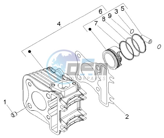 Cylinder-piston-wrist pin assy