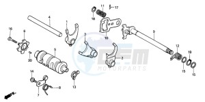 XL185S drawing SHIFT DRUM/SHIFT FORK