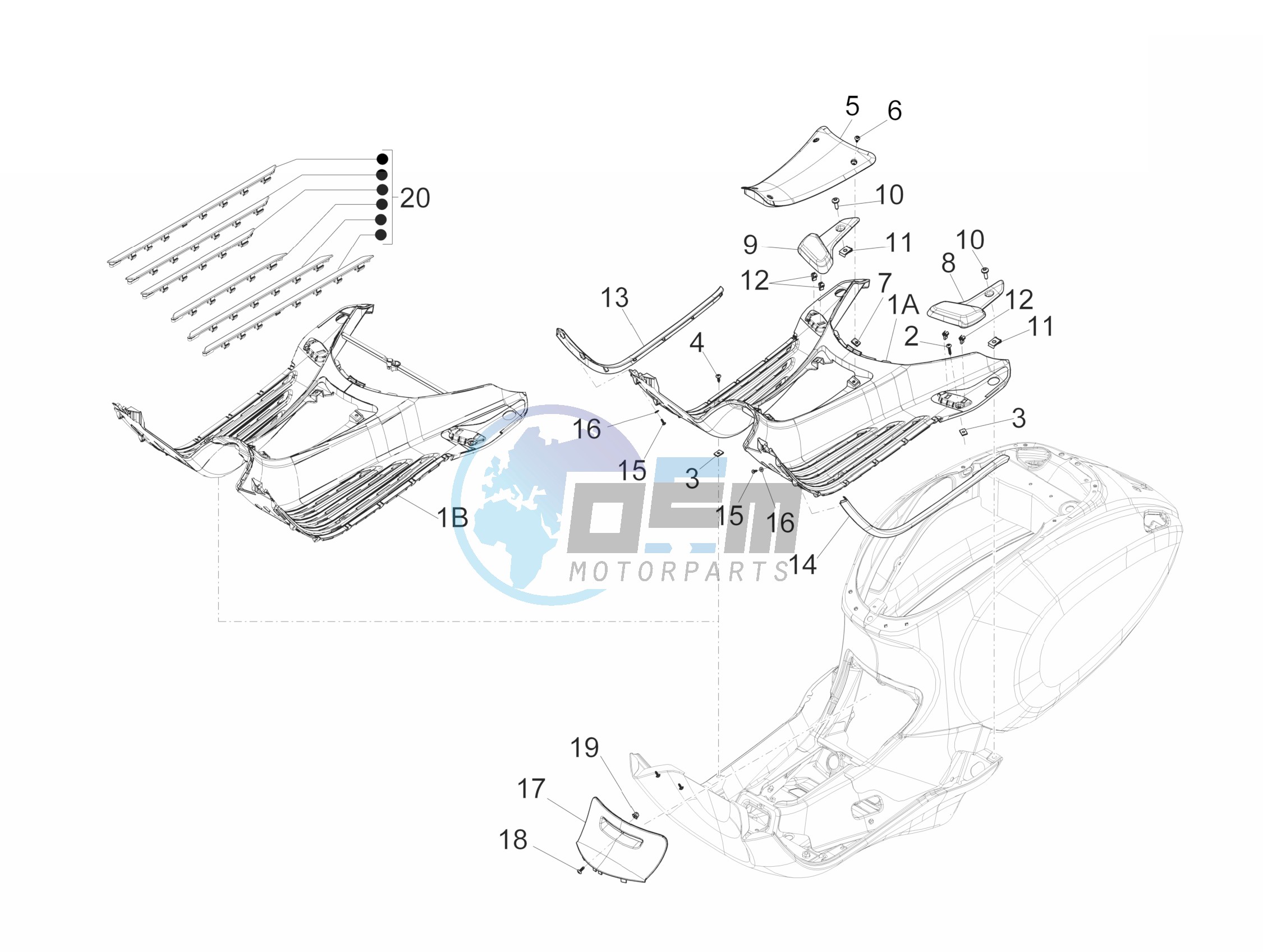 Central cover - Footrests