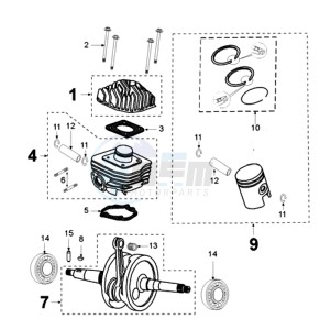 LUDIX 10 RL TREND drawing CRANKSHAFT AND CYLINDER CAST IRON