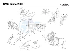 SMX 125 4T drawing EXHAUST,RADIATOR,TANK, AIRFILTER