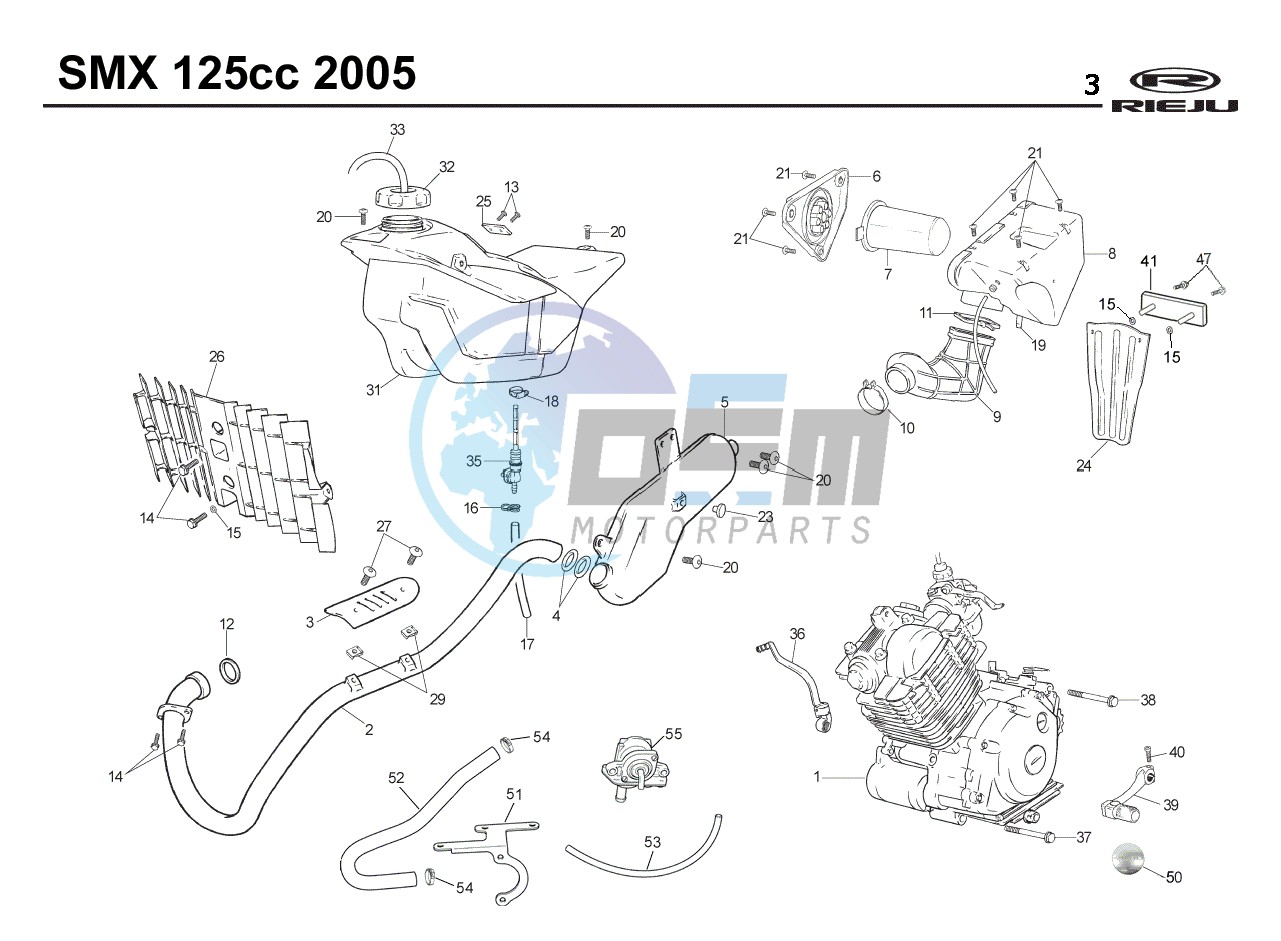 EXHAUST,RADIATOR,TANK, AIRFILTER