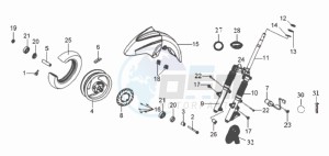 GTS250 INJECTION drawing FRONT WHEEL - FRONT FORK