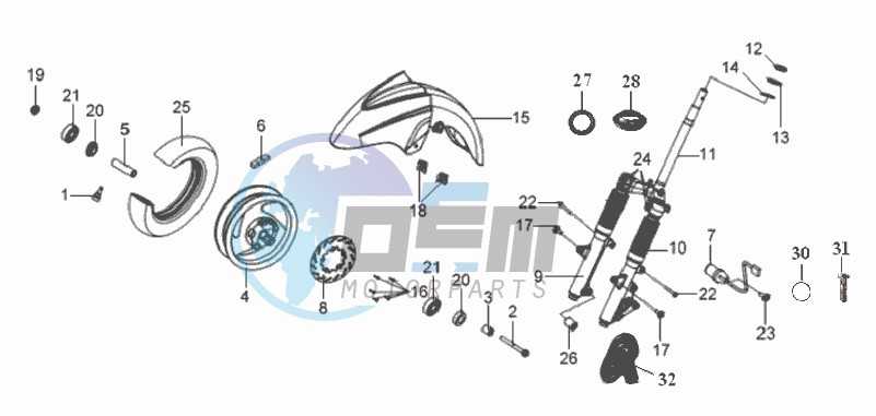 FRONT WHEEL - FRONT FORK