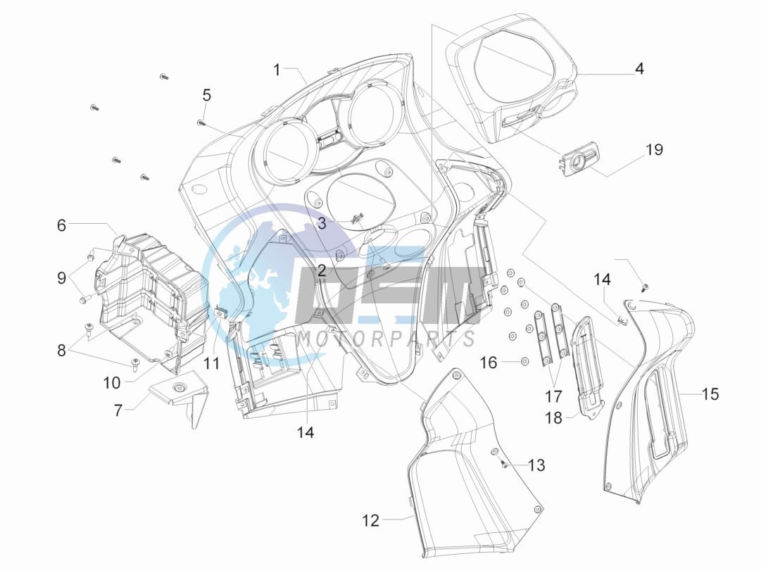 Front glove-box - Knee-guard panel