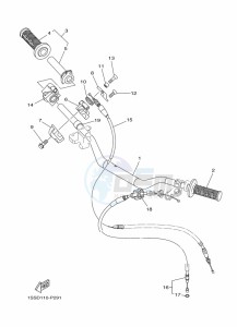 YZ250 (B9U6) drawing STEERING HANDLE & CABLE