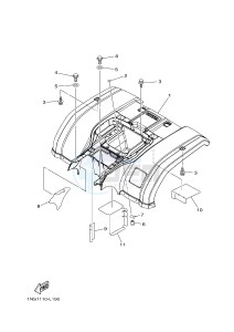 YFM350FWA YFM35FGB GRIZZLY 350 4WD (1NS3 1NS3 1NS4) drawing REAR FENDER