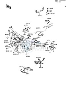 KZ 1100 B [GPZ) (B1-B2) [GPZ) drawing FRAME FITTINGS