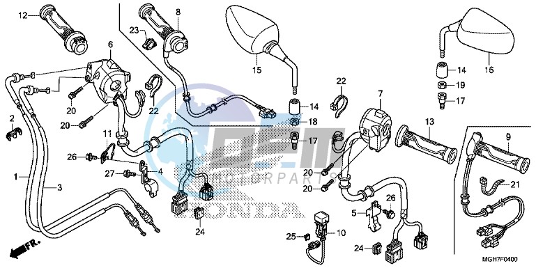 SWITCH/ CABLE/ MIRROR (VFR1200X/ XA/ XL)