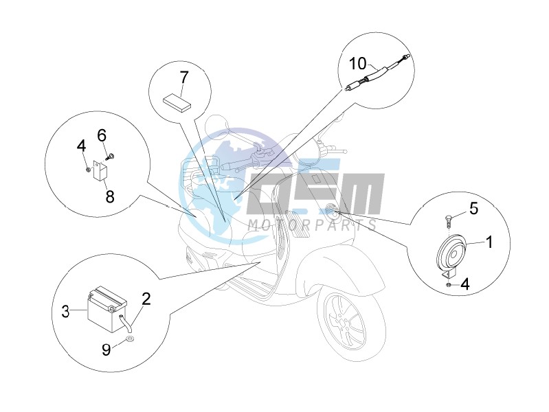 Control switches - Battery - Horn