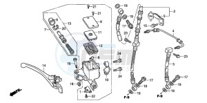 CB600F2 CB600S drawing FR. BRAKE MASTER CYLINDER (CB600F22)