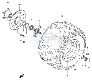 LT-Z400 (E3-E28) drawing LEFT REAR WHEEL (MODEL K3 K4)