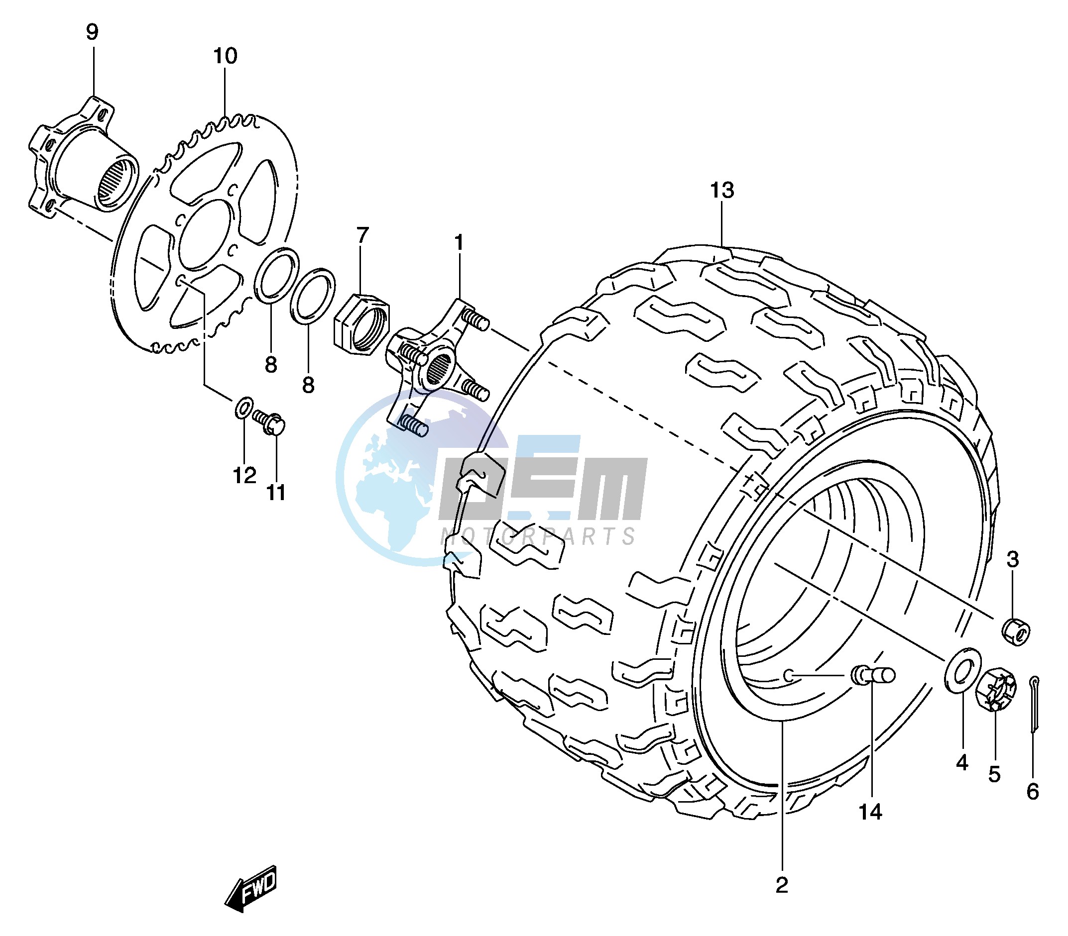 LEFT REAR WHEEL (MODEL K3 K4)