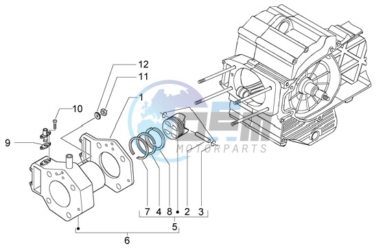 Cylinder-piston-wrist pin assy