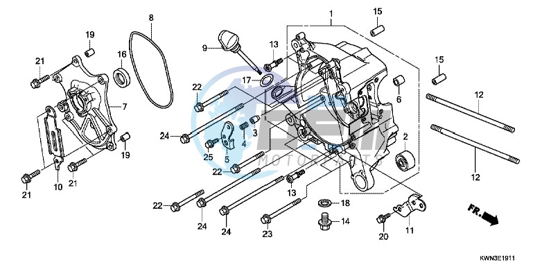 RIGHT CRANKCASE (WW125EX2C/EX2D/EX2E/D)