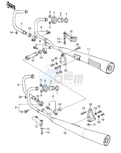 KZ 1000 A [KZ1000] (A3-A4) [KZ1000] drawing MUFFLERS -- 79-80 A3_A3A_A4- -