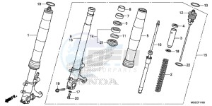 VFR1200FDF VFR1200F Dual Clutch E drawing FRONT FORK