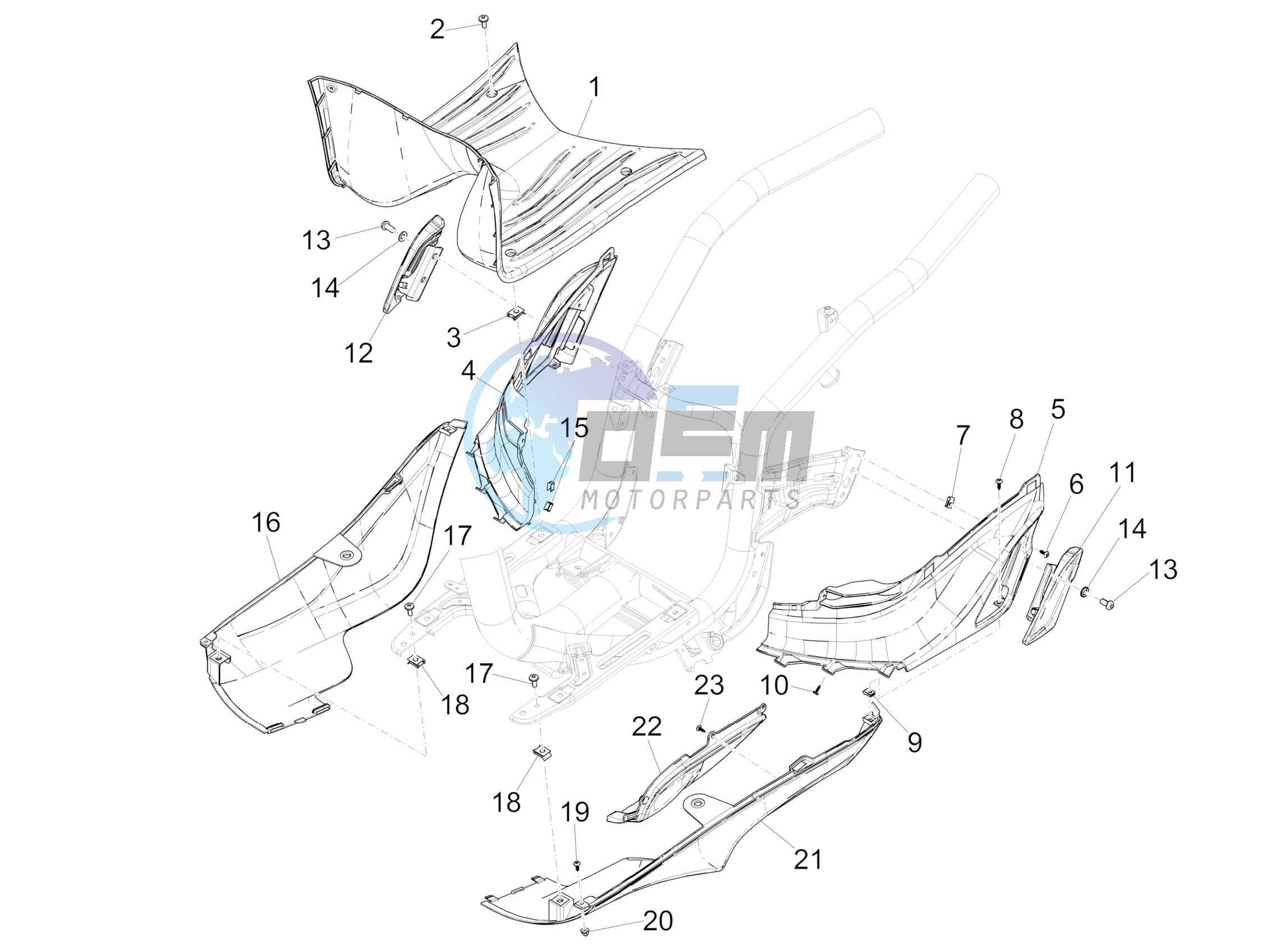 Central cover - Footrests