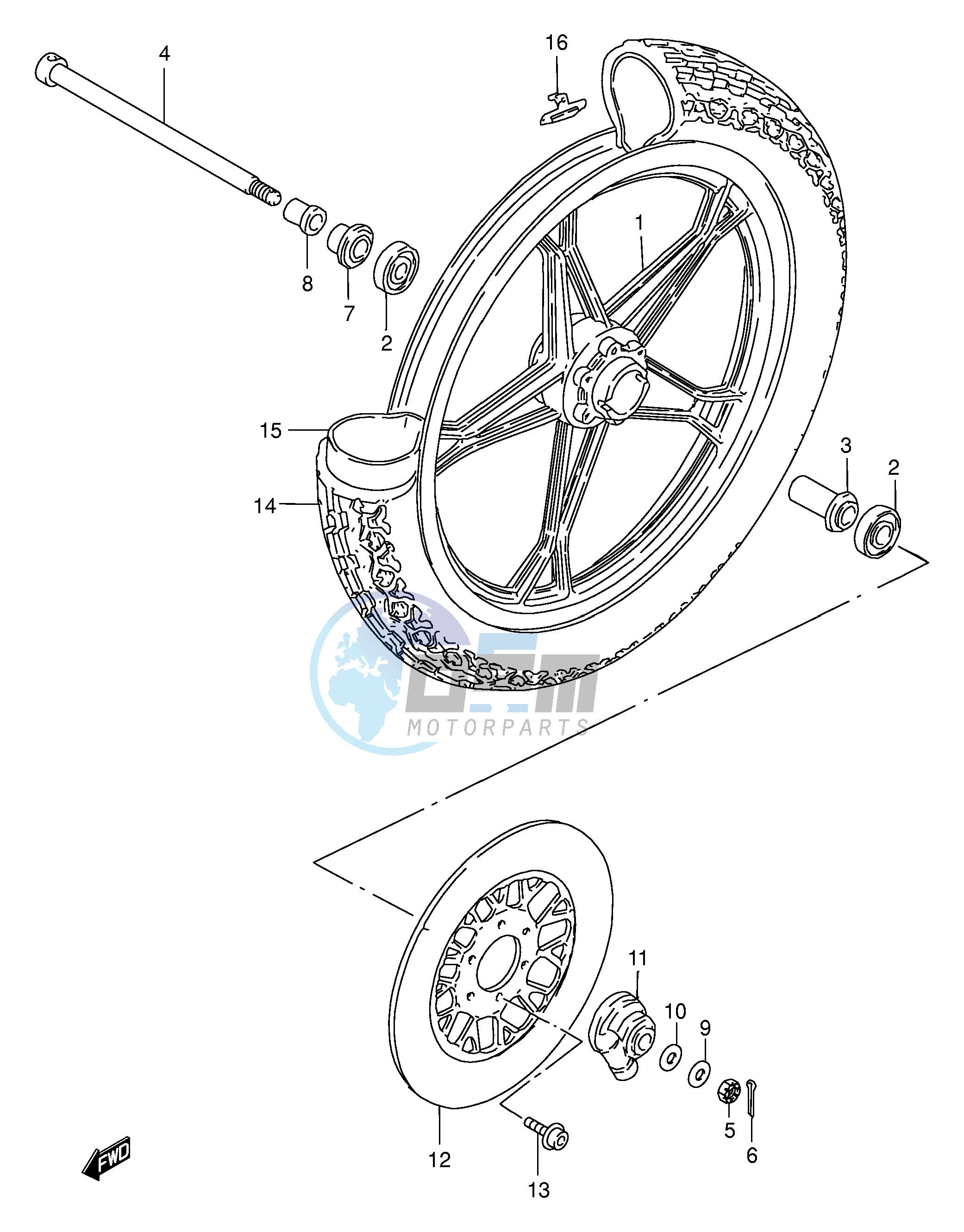 FRONT WHEEL (GN250ET EW EX EY)