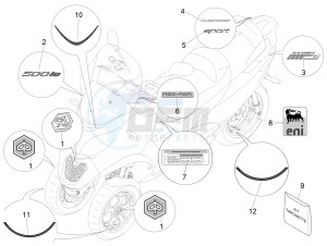 MP3 500 LT Sport-Business NOABS-ABS E4 (EMEA) drawing Plates - Emblems