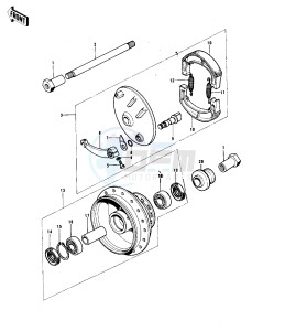 KX 125 (-A) drawing FRONT HUB_BRAKE -- 74-76 KX125_A_A3- -