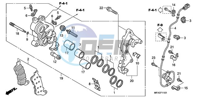 R. FRONT BRAKE CALIPER (CBF1000A/T/S)