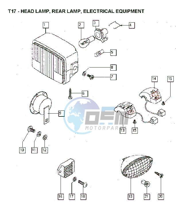 Head lamp-rear lamp-electrical equipment