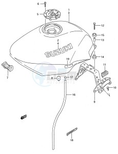 GSX600F (E28) Katana drawing FUEL TANK (MODEL P R S T)