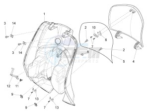 LXV 150 4T 3V E3 (APAC) (CN, RI, VT) drawing Front glove-box - Knee-guard panel