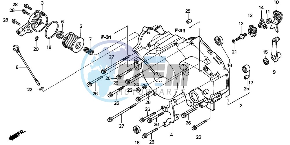 FRONT CRANKCASE COVER (TRX350TM/FM)